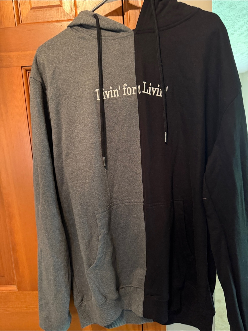 Livin' for It Pullover Hoodie - Gray and Black